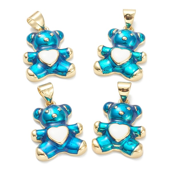 

PandaHall Brass Enamel Pendants, Real 18K Gold Plated, Long-Lasting Plated, Bear with Heart, Dark Turquoise, 18x13.5x4mm, Hole: 5x3.5mm...