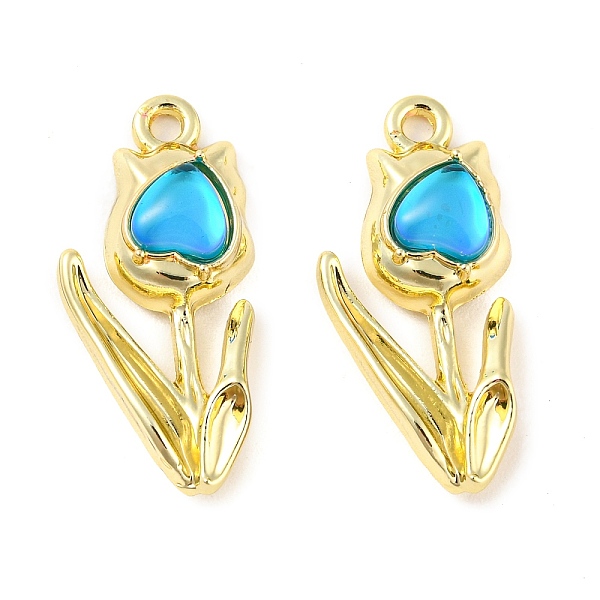 

PandaHall Rack Plating Alloy Pendants, with Glass, Cadmium Free & Nickel Free & Lead Free, Flower, Blue, 27x13x6mm, Hole: 1.8mm Alloy Flower...