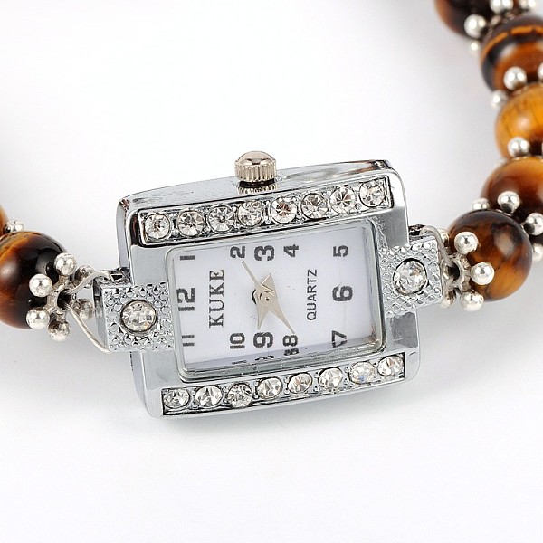 Rechteck Legierung Rhinestone-elektronische Uhr Armbänder