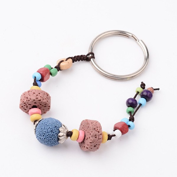 Natural Lava Rock Beads Keychain