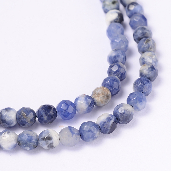 

PandaHall Faceted Natural Sodalite Round Bead Strands, 4mm, Hole: 1mm, about 92pcs/strand, 14.9 inch Sodalite Round