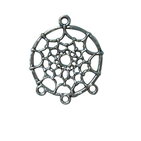 

PandaHall Tibetan Style Alloy Chandelier Components Links, Lead Free & Cadmium Free, Flat Round with Web, Antique Silver, 34x28x2mm, Hole...