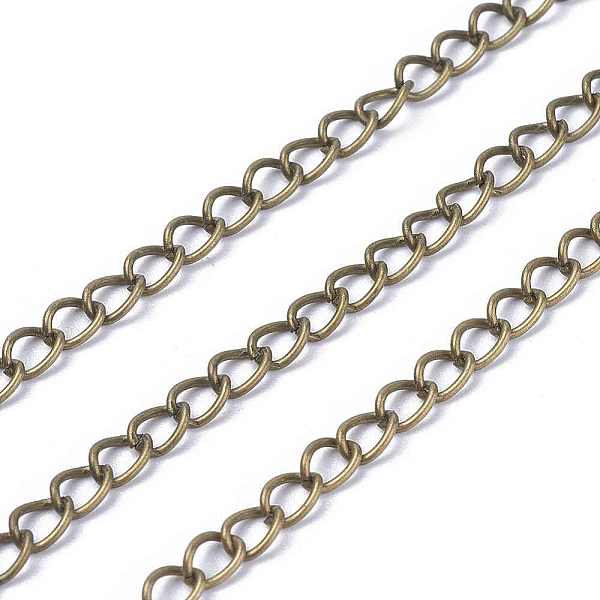 

PandaHall Iron Twisted Chains, Unwelded, with Spool, Oval, Antique Bronze, 5x3.5x0.7mm, about 328.08 Feet(100m)/roll Iron