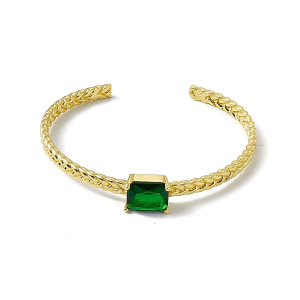 

PandaHall Green Glass Rectangle Open Cuff Bangle, Rack Plating Brass Jewelry for Women, Cadmium Free & Lead Free & Nickle Free, Real 18K...