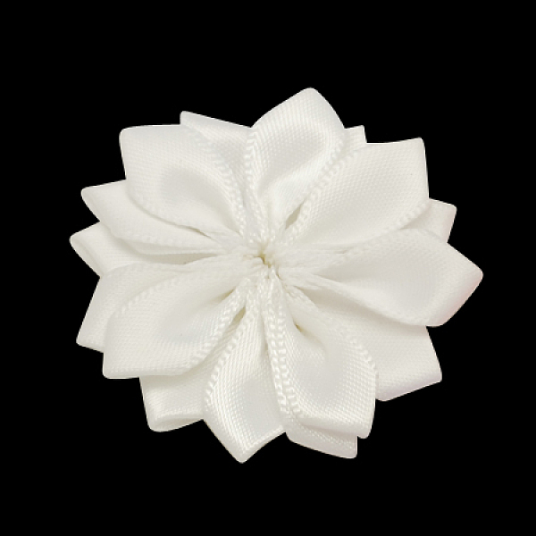 PandaHall Handmade Woven Costume Accessories, Flower, White, 37x37x7mm Cloth Flower White