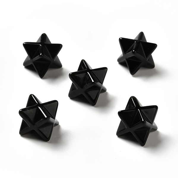 

PandaHall Natural Obsidian Beads, No Hole/Undrilled, Merkaba Star, 14.5~15x14.5~15x14.5~15mm Obsidian Star