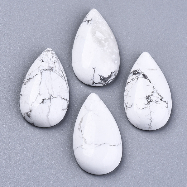 

PandaHall Natural Howlite Cabochons, Teardrop, 28~29x15~17x6~9mm Howlite Teardrop
