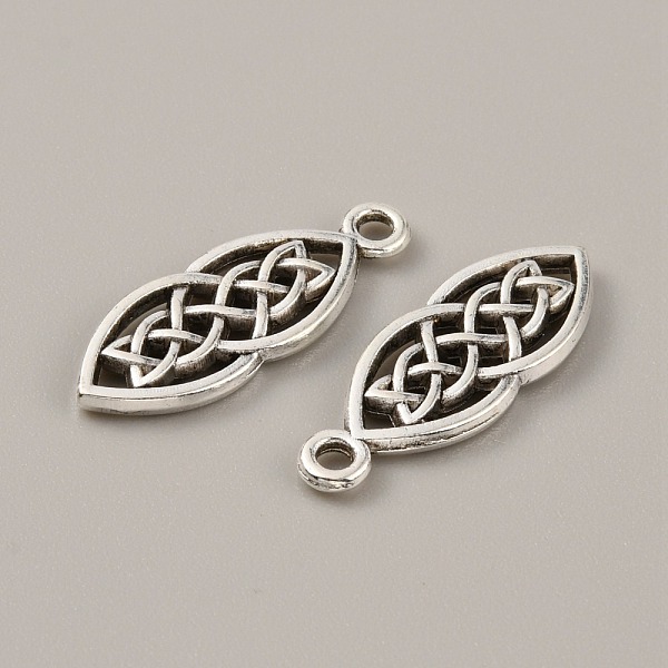 

PandaHall Tibetan Style Alloy Pendants, Knot, Antique Silver, 26x9.5x2mm, Hole: 2mm Alloy Others