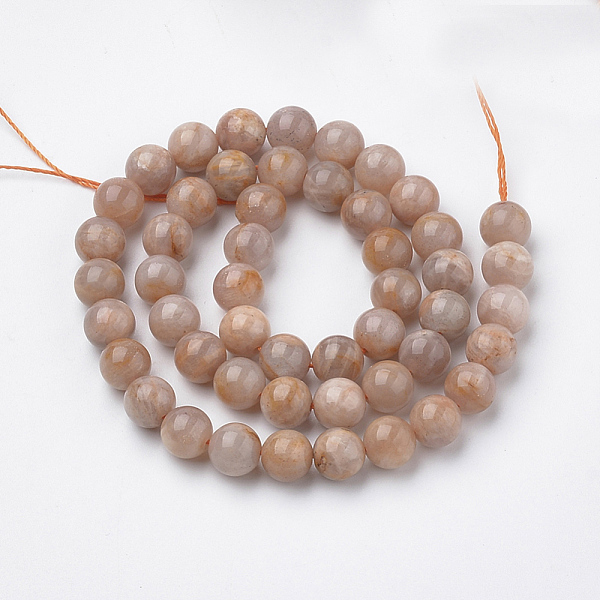 

PandaHall Natural Sunstone Beads Strands, Round, 8x7.5mm, Hole: 1mm, about 46~49pcs/strand, 15.5 inch Sunstone Round