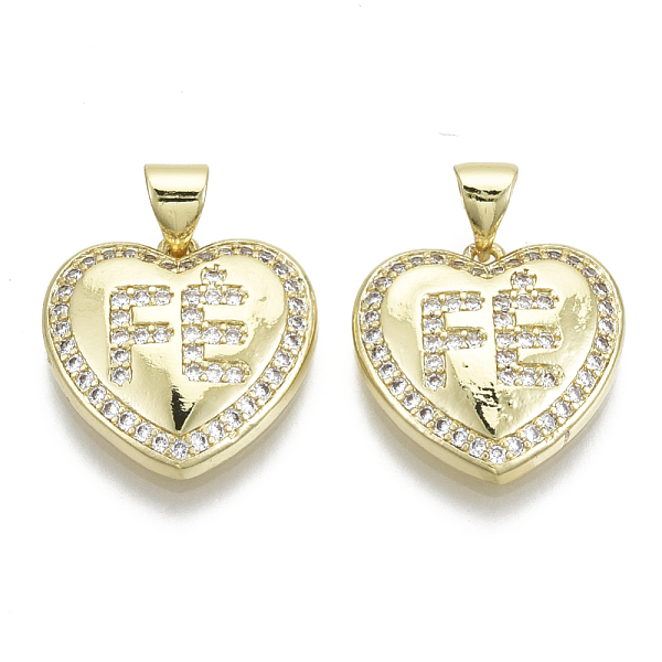 

PandaHall Brass Micro Pave Clear Cubic Zirconia Pendants, with Brass Snap on Bails, Nickel Free, Heart, Real 16K Gold Plated, 17x17x4mm...