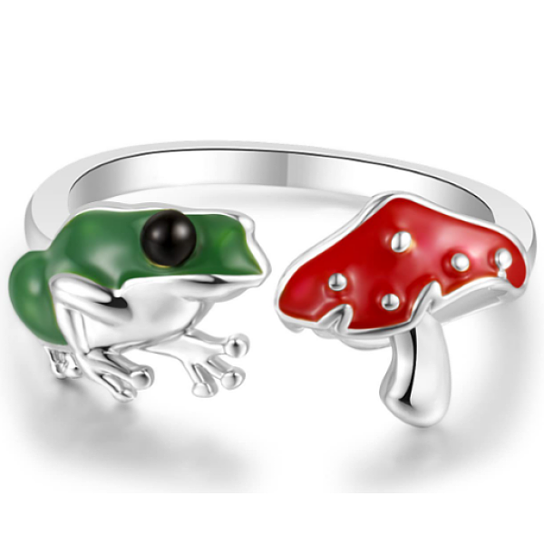 

PandaHall Frog & Mushroom Alloy Open Cuff Ring for Women, Platinum, US Size 5 3/4(16.3mm) Alloy