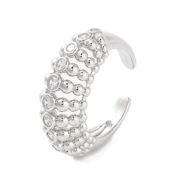 

PandaHall Rack Plating Brass Micro Pave Cubic Zirconia Cuff Rings, Long-Lasting Plated for Women, Lead Free & Cadmium Free, Platinum, US...