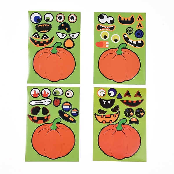 

PandaHall Halloween Pumpkin Decorating Stickers, Funny Grimace Decals with Assorted Fun Design, for Halloween Party Favors, Orange...
