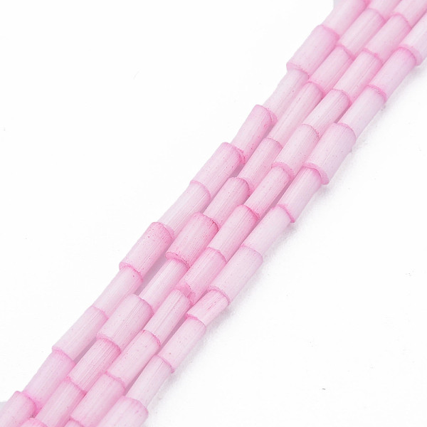 

PandaHall Glass Silk Stain Style Beads Strands, Tube, Pearl Pink, 3.5~5x2~2.5mm, Hole: 1mm, about 90~92pcs/strand, 15.43 inch~15.75 inch...