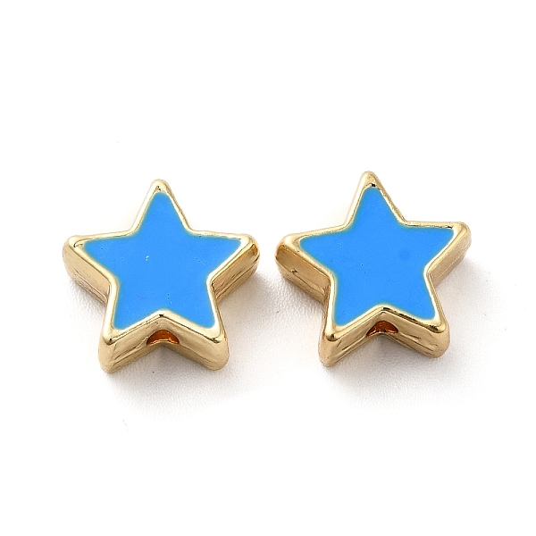 

PandaHall Rack Plating Alloy Enamel Beads, Star, Golden, Dodger Blue, 11x11x5mm, Hole: 1.6mm Alloy+Enamel Star