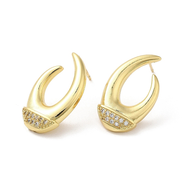 

PandaHall Rack Plating Brass Horn Stud Earrings with Cubic Zirconia, Lead Free & Cadmium Free, Real 18K Gold Plated, 22x13mm Cubic Zirconia...