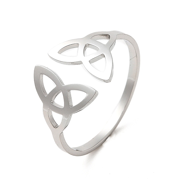 

PandaHall 304 Stainless Steel Open Cuff Ring, Hollow Trinity Knot, Stainless Steel Color, US Size 8 1/2(18.5mm) 304 Stainless Steel Trinity...