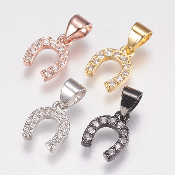 

PandaHall Brass Micro Pave Cubic Zirconia Charms, Horseshoe, Mixed Color, 10x8x2mm, Hole: 3.5x4.5mm Brass+Cubic Zirconia Others Clear
