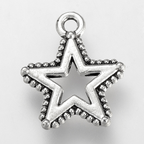 

PandaHall Tibetan Style Alloy Charms, Cadmium Free & Lead Free, Star, Antique Silver, 14x12x1.5mm, Hole: 1.5mm, about 1660pcs/1000g Alloy...