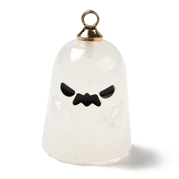 

PandaHall Halloween Theme Opaque Resin Pendants, with Light Gold Tone Alloy Findings, Ghost, WhiteSmoke, 20.5x12.5mm, Hole: 1.5mm..., White