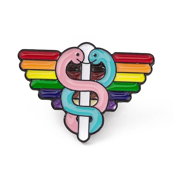 

PandaHall Colorful Enamel Pin, Electrophoresis Black Plated Alloy Badge for Backpack Clohtes, Snake Pattern, 26x35x1.5mm Alloy+Enamel Snake