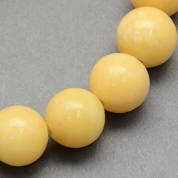 

PandaHall Natural Yellow Jade Beads Strands, Round, 6.5mm, Hole: 1mm, about 63pcs/strand, 15.5 inch Yellow Jade Round