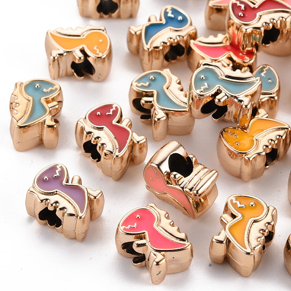 

PandaHall UV Plating Acrylic European Beads, with Enamel, Large Hole Beads, Mixed Color, Dinosaur, Light Gold, 13x10x7mm, Hole: 4mm Acrylic..., Multicolor