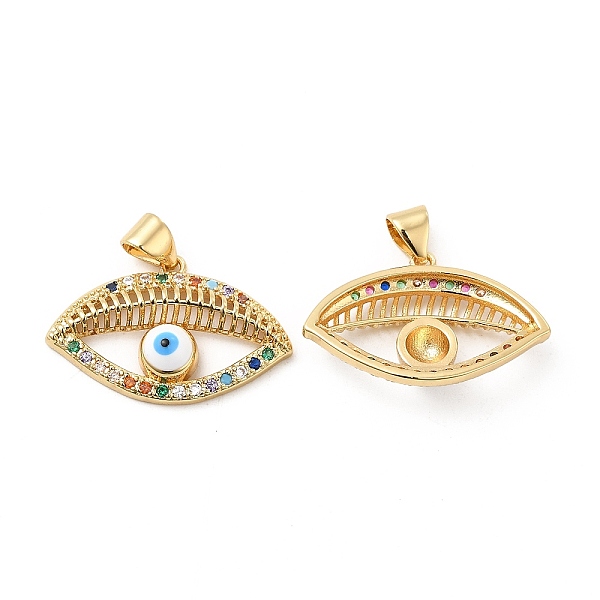 

PandaHall Brass Micro Pave Cubic Zirconia Pendants, with Enamel, Evil Eye Charm, Golden, Colorful, 16x24x5.5mm, Hole: 4.5x3mm Brass+Cubic...