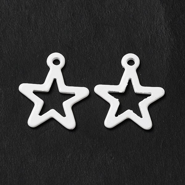 

PandaHall Spray Painted 201 Stainless Steel Charms, Star Charm, White, 15x13x0.5mm, Hole: 1.2mm 201 Stainless Steel Star White