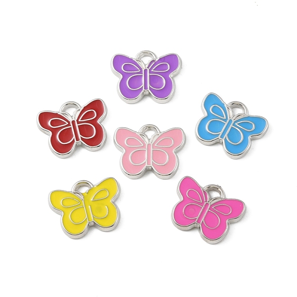 

PandaHall CCB Plastic Enamel Pendants, Platinum, Butterfly Charms, Mixed Color, 16x20.5x2.5mm, Hole: 2.5x3mm Plastic Butterfly Multicolor