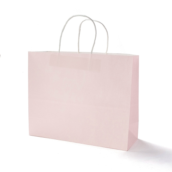 

PandaHall Rectangle Paper Bags, with Handles, for Gift Bags and Shopping Bags, Misty Rose, 25.5x31.5x11.4cm, Fold: 25.5x31.5x0.2cm Paper...