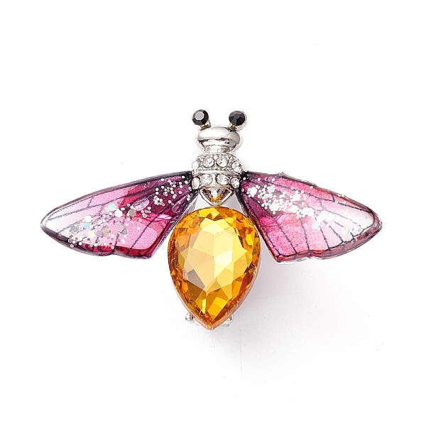

PandaHall Moth Enamel Pin, Exquisite Insect Alloy Rhinestone Brooch for Women Girl, Platinum, Deep Pink, 32x46x9.5mm, Pin: 0.7mm..., Yellow