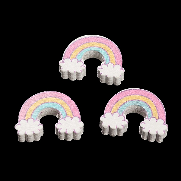 

PandaHall Spray Painted Natural Maple Wood Beads, Rainbow, Pearl Pink, 17x23.5x5.5mm, Hole: 1.8mm Maple Wood Rainbow