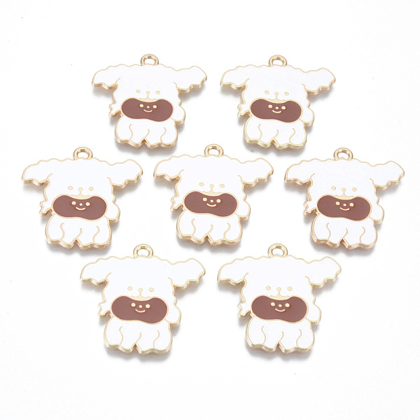 

PandaHall Alloy Enamel Pendants, Cadmium Free & Lead Free, Dog, Light Gold, White, 30x30x1.5mm, Hole: 2mm Alloy+Enamel Dog White