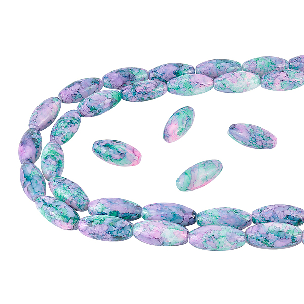 

PandaHall arricraft 74 Pcs Oval Glass Beads, Violet Oval Baking Painted Beads 2 Strands Colorful Gemstone Loose Spacer Beads with 1 mm Hole..., Purple