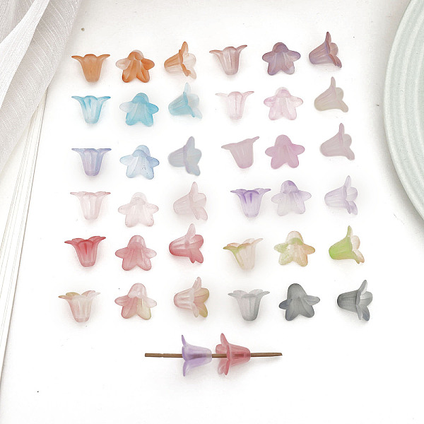 

PandaHall Opaque Acrylic Beads, Frosted Gradient, Flower, Mixed Color, 12.5x18.3mm, Hole: 1.8mm, about 750pcs/500g. Acrylic Flower..., Multicolor