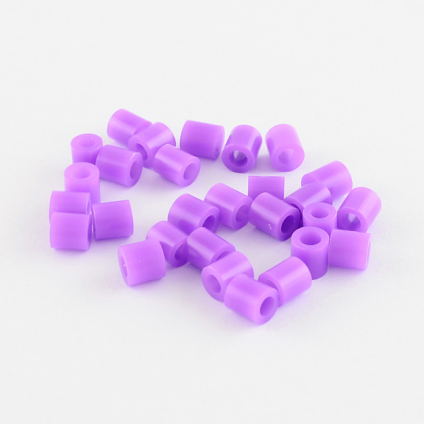 PandaHall PE Fuse Beads, DIY Melty Beads, Tube, Medium Orchid, 5x5mm, Hole: 3mm, about 8000pcs/500g Plastic Tube Purple