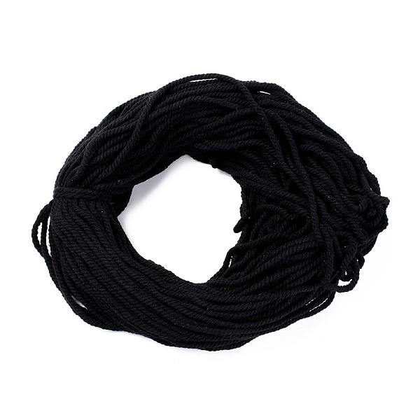 PandaHall Cotton Thread Cords, 3-Ply, For Jewelry Making, Black, 5~5.8mm, 109.4 yard(100m)/bundle Cotton Black