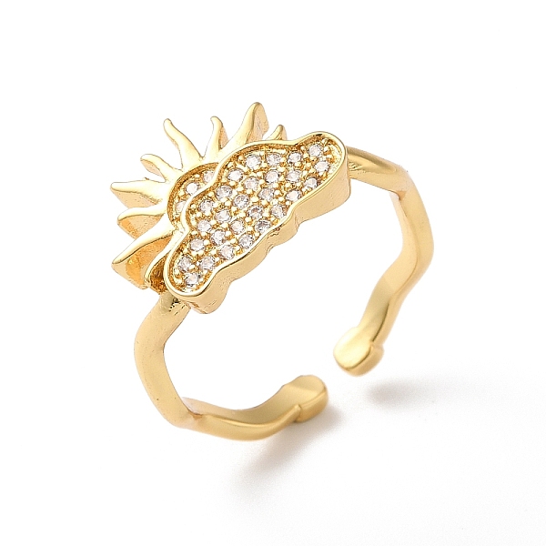 

PandaHall Cloud with Sun Brass Micro Pave Cubic Zirconia Cuff Rings, Long-Lasting Plated Open Ring for Women, Cadmium Free & Lead Free, Real..., Clear