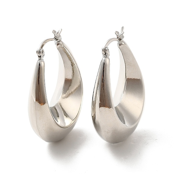 

PandaHall Brass Teardrop Hoop Earrings for Women, Platinum, 40x28x12.5mm, Pin: 0.5mm Brass Teardrop