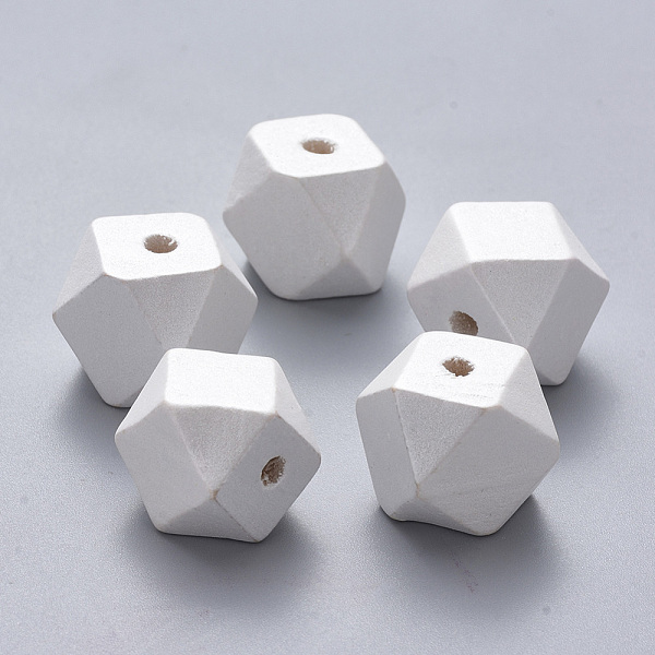

PandaHall Painted Natural Wood Beads, Polygon, Creamy White, 15.5x16x16mm, Hole: 3.5mm Schima Wood Polygon