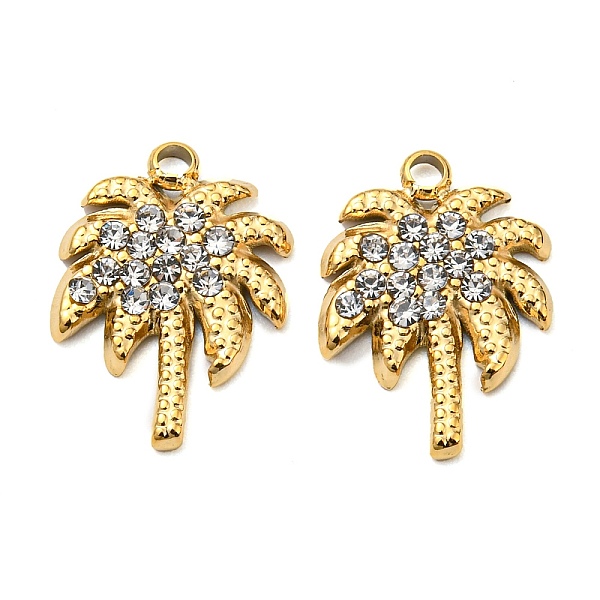 

PandaHall 304 Stainless Steel Charms, with Rhinestone, Tree, Real 14K Gold Plated, 14x10.5x2mm, Hole: 1.5mm Stainless Steel+Rhinestone Tree