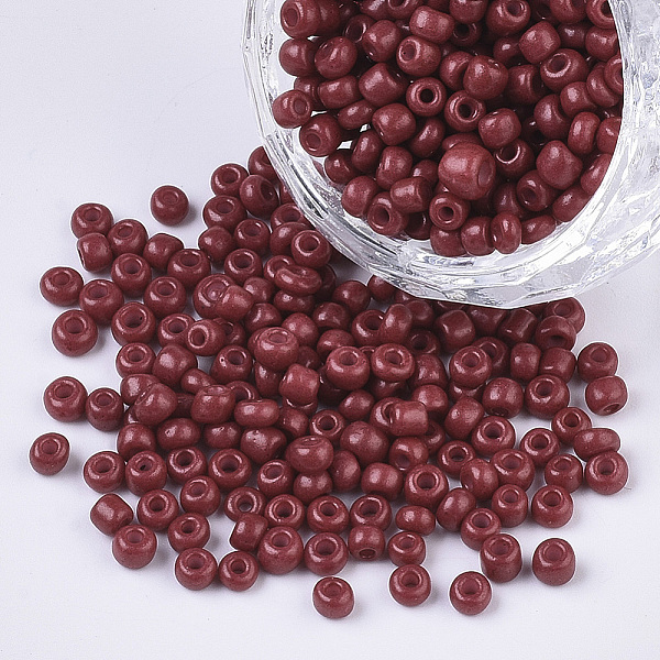

PandaHall Baking Paint Glass Seed Beads, Dark Red, 12/0, 1.5~2mm, Hole: 0.5~1mm, about 3333pcs/50g, 50g/bag, 18bags/2pounds Glass