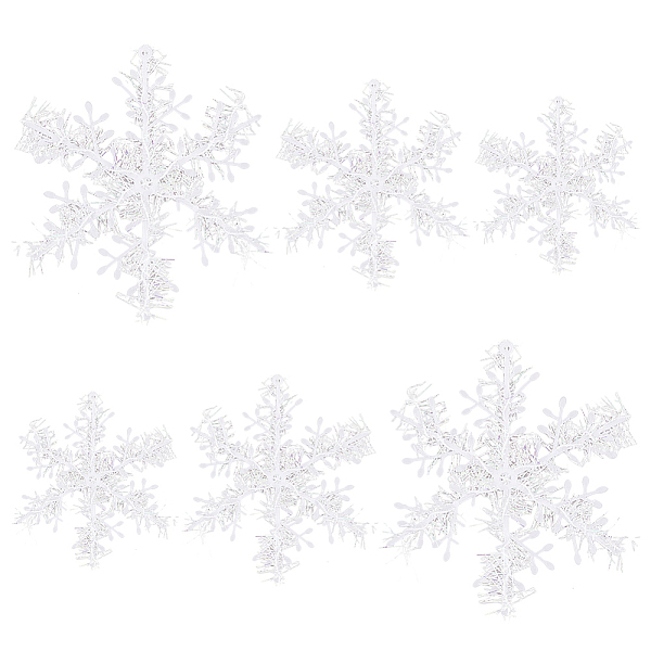 PandaHall SUPERFINDINGS 60Pcs 3 Sizes Christmas White Snowflake Ornaments Christmas Tree Decorations Plastic Glitter Snowflake Ornaments...