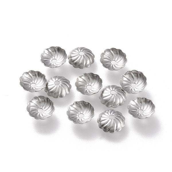 

PandaHall 304 Stainless Steel Bead Caps, Apetalous, Flower, Stainless Steel Color, 7x7x2mm, Hole: 1.2mm 304 Stainless Steel