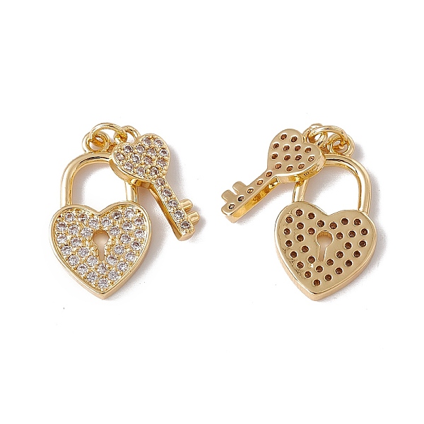 

PandaHall Brass Micro Pave Clear Cubic Zirconia Pendants, with Jump Ring, Cadmium Free & Nickel Free & Lead Free, Rack Plating, Heart Lock &...