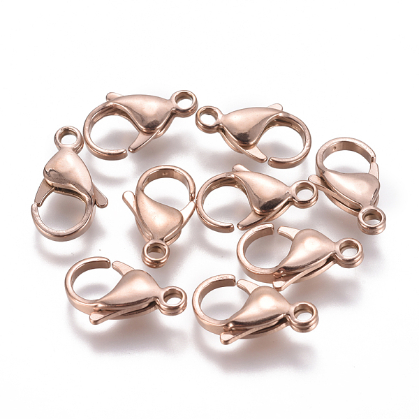 

PandaHall Ion Plating(IP) 304 Stainless Steel Lobster Claw Clasps, Parrot Trigger Clasps, Rose Gold, 19~19.5x11.5x5mm, Hole: 2.5mm 304...