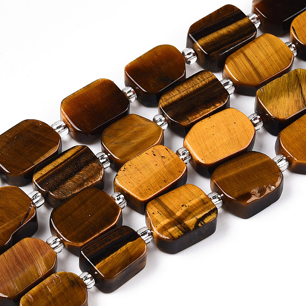 

PandaHall Natural Tiger Eye Beads Strands, with Seed Beads, Rectangle, 11~13x8~10x4~5mm, Hole: 0.9mm, seed beads: 3x3x2, hole: 0.8mm, about..., Gold