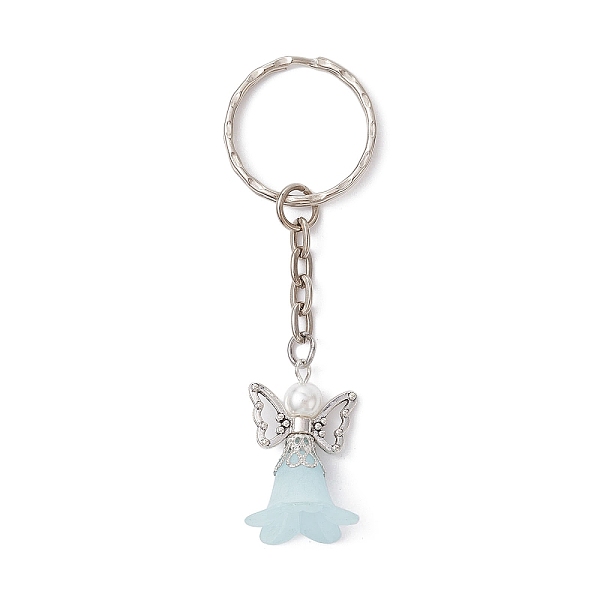 

PandaHall Angel Acrylic & Alloy Pendant Keychain, with Iron Split Key Rings, Light Cyan, 7.8cm Acrylic Angel & Fairy