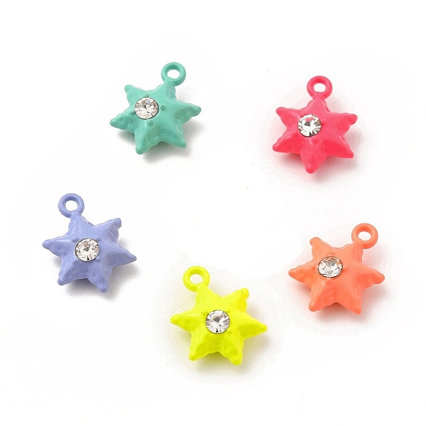 

PandaHall Spray Painted Alloy Pendants, with Rhinestone, Hexagram Charm, Mixed Color, 13x10x5mm, Hole: 1.2mm Alloy+Rhinestone Star..., Multicolor